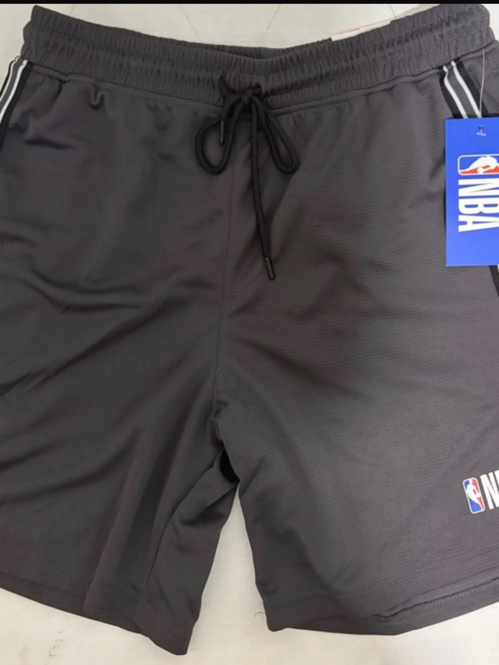 NBA Black Athletic Shorts with White Stripe Accents